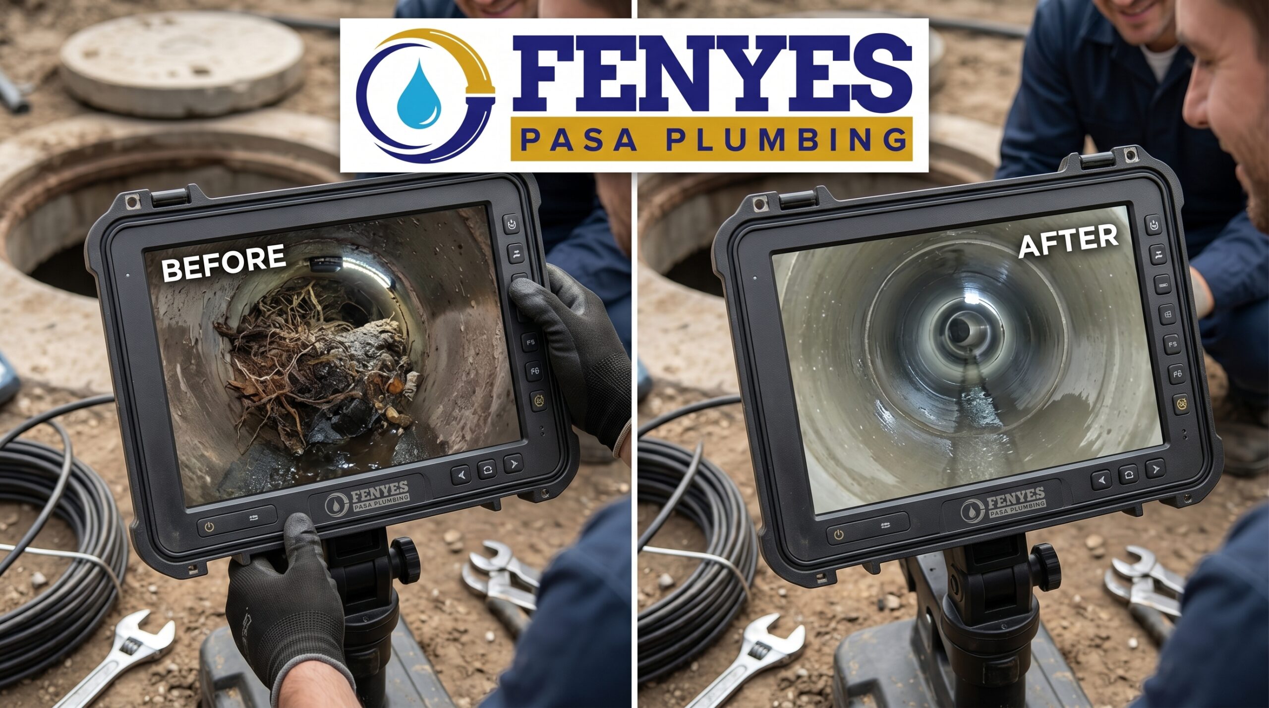 Sewer Camera Inspection Results - Before and After Findings in Pasadena CA by Fenyes Pasa Plumbing